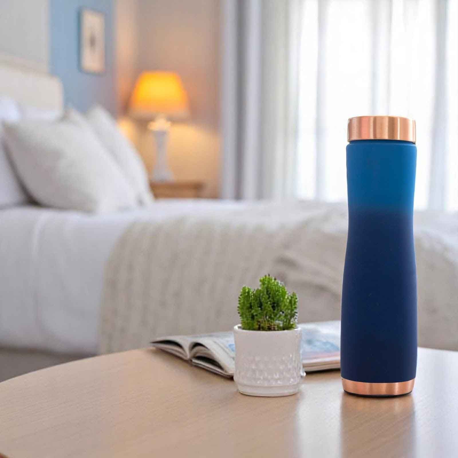 Personalized copper ombre silk finish water bottle, blue - 800 ML 171